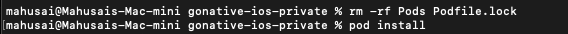 2️. Reinstall Pods by deleting Podfile.lock and the Pods folder. Run the following commands in the terminal.