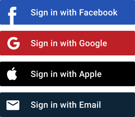 A closer look at an apps social login options Sign in with Facebook Sign in with Google Sign in with Apple Sign in with Email